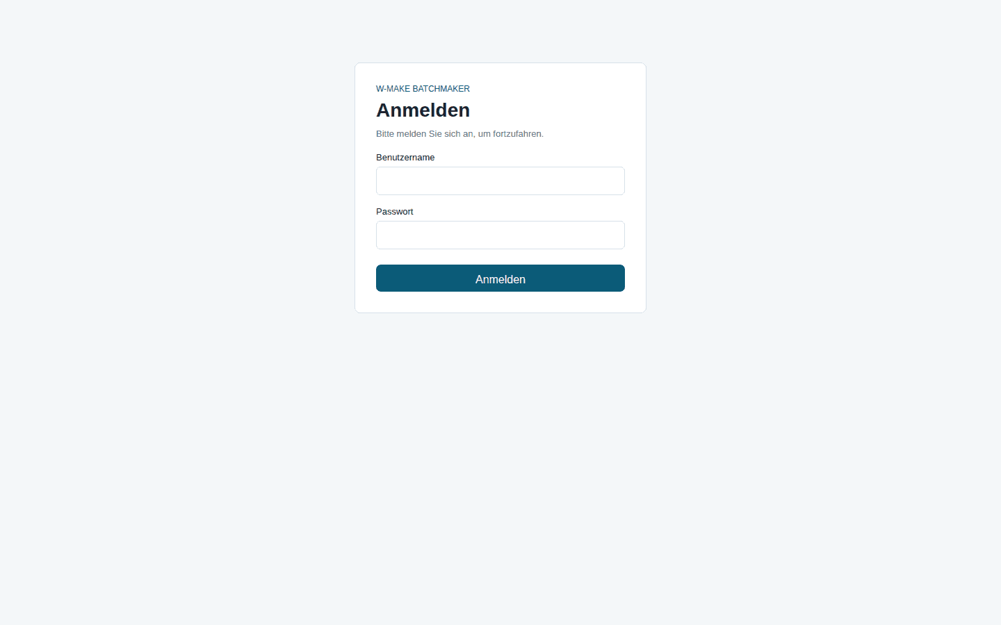 Live-Ansicht des React-Frontends am geschützten Anmeldepunkt.